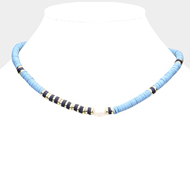 Freshwater Pearl Accented Heishi Beaded Necklace