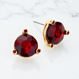 Round Stone Stud Earrings