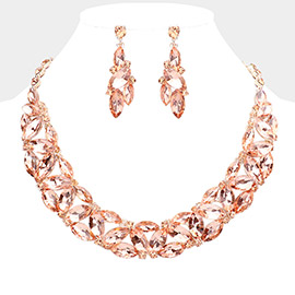 Marquise Stone Cluster Evening Necklace