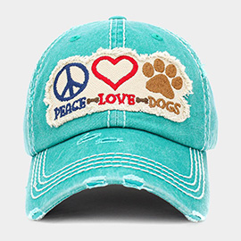 PEACE LOVE DOGS Message Vintage Baseball Cap