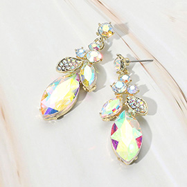 Marquise Stone Accented Dangle Evening Earrings