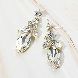 Marquise Stone Accented Dangle Evening Earrings