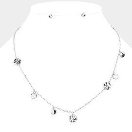 Hammered Metal Disc Station Necklace
