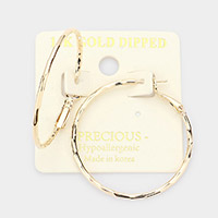 14K Gold Dipped 1.5 Inch Textured Metal Hoop Earrings