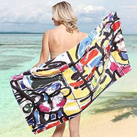 Abstract Print Beach Towel and Tote Bag
