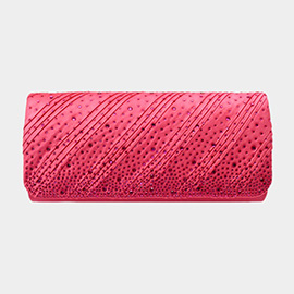 Diagonal Line Detailed Bling Evening Clutch / Crossbody Bag