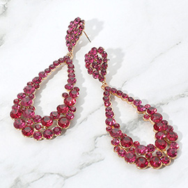 Crystal Bubble Cluster Teardrop Evening Earrings