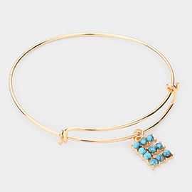-E- Turquoise Embellished Initial Monogram Charm Bracelet