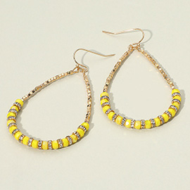 Rhinestone Ring Faceted Beaded Open Teardrop Dangle Earrings