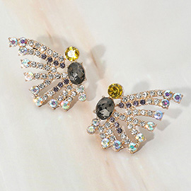 Bubble Stone Cluster Butterfly Fan Evening Earrings