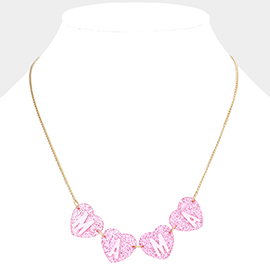 MAMA Message Glittered Heart Link Necklace