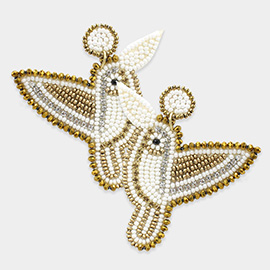 Felt Back Seed Bead Bird Earrings