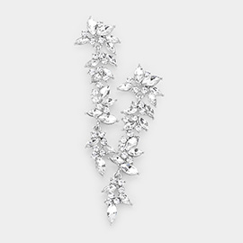Marquise Stone Cluster Drop Dangle Evening Earrings