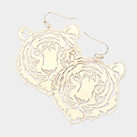 Tiger Open Metal Dangle Earrings