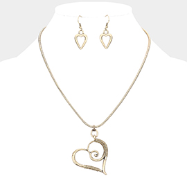 Open Heart Vintage Metal Necklace