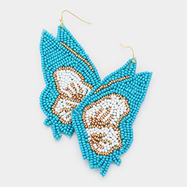 Butterfly Wing Seed Beads Dangle Earrings