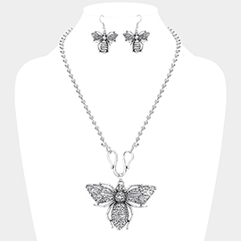 Bumble Bee Pendant Metal Necklace