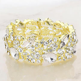 Teardrop Marquise Stone Cluster Stretch Evening Bracelet