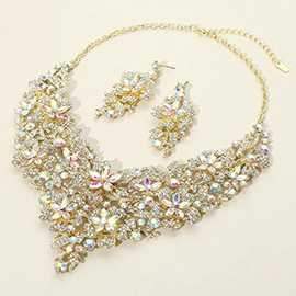 Flower Stone Cluster Evening Necklace