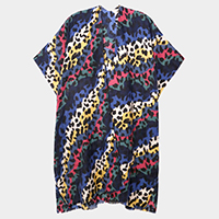 Colorful Leopard Patterned Cover Up Kimono Poncho