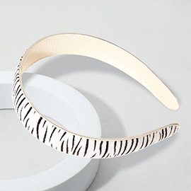 Calf Genuine Leather Zebra Print Headband