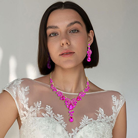 Teardrop Stone Accented Evening Necklace