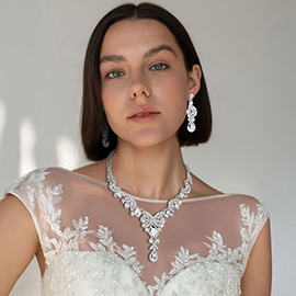 Teardrop Stone Accented Evening Necklace