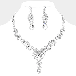 Teardrop Stone Accented Evening Necklace