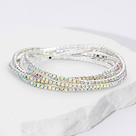 6PCS - Rhinestone Multi Layered Stretch Evening Bracelets
