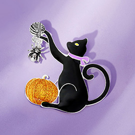 Enamel Halloween Cat Spider Pumpkin Pin Brooch