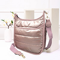Solid Quilted Shiny Puffer Crossbody Bag