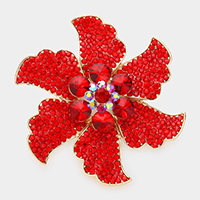 Rhinestone Flower Pin Brooch