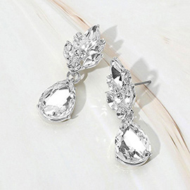 Teardrop Stone Dangle Evening Earrings