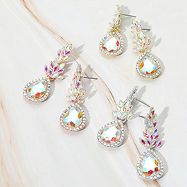 Teardrop Stone Accented Dangle Evening Earrings
