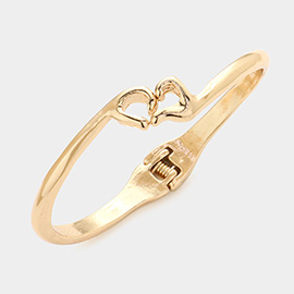 Metal Heart Hands Hinged Bangle Bracelet