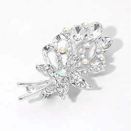 Teardrop Stone Accented Flower Bouquet Pin Brooch