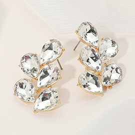 Teardrop Stone Cluster Evening Earrings