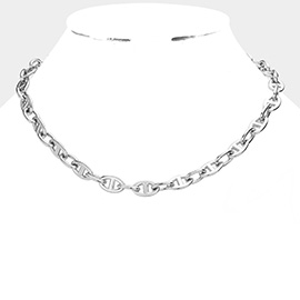 18K White Gold Dipped Stainless Steel Premium Handmade Chain Necklace