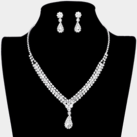 Teardrop Stone Accented Rhinestone Necklace