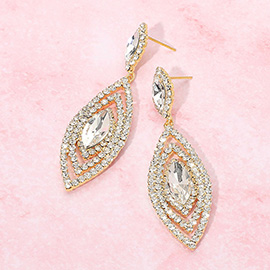 Marquise Stone Accented Dangle Evening Earrings