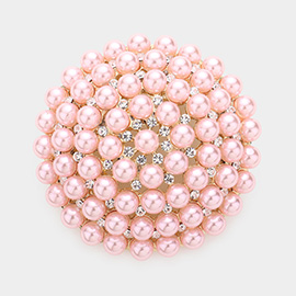 Pearl Cluster Round Pin Brooch