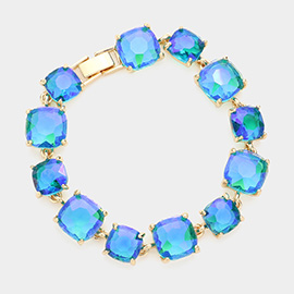 Cushion Square Stone Link Evening Bracelet