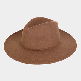Solid Color Classic Wide Brim Fedora Hat
