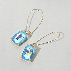 Emerald Cut Stone Dangle Evening Earrings
