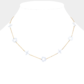 Colored Flower Crisscross Station Necklace