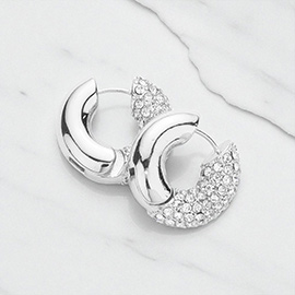 Rhinestone Embellished Huggie Hoop Earrings