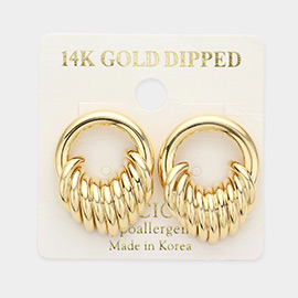 14K Gold Dipped Geometric Metal Earrings