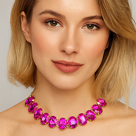 Oval Stone Evening Necklace