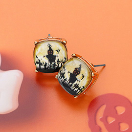 Scarecrow Cushion Square Stud Earrings