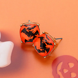 Bat Cushion Square Stud Earrings